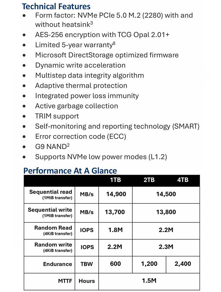 crucial t710 specs