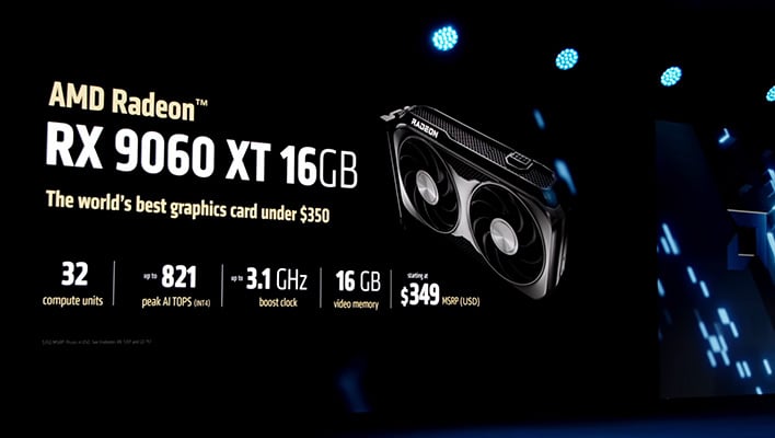 AMD Radeon RX 9060 XT pricing and specs slide at Computex.