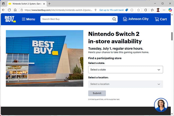 Screenshot of the Switch 2 landing page on Best Buy.